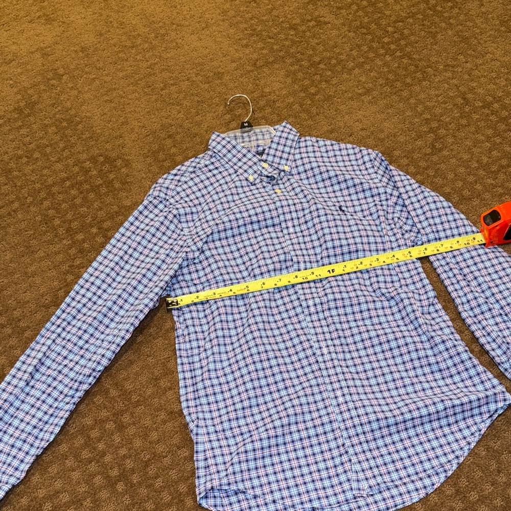 Ralph Lauren Men's Blue and White Plaid Shirt